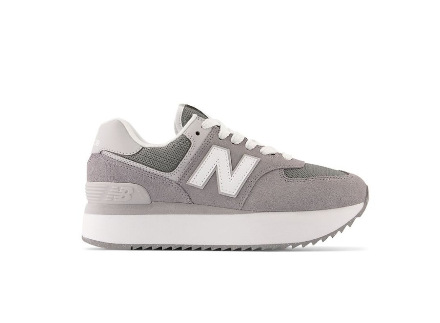 Women New Balance Lifestyle | 574+ Shadow Grey With Rain Cloud And White