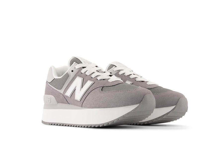 Women New Balance Lifestyle | 574+ Shadow Grey With Rain Cloud And White