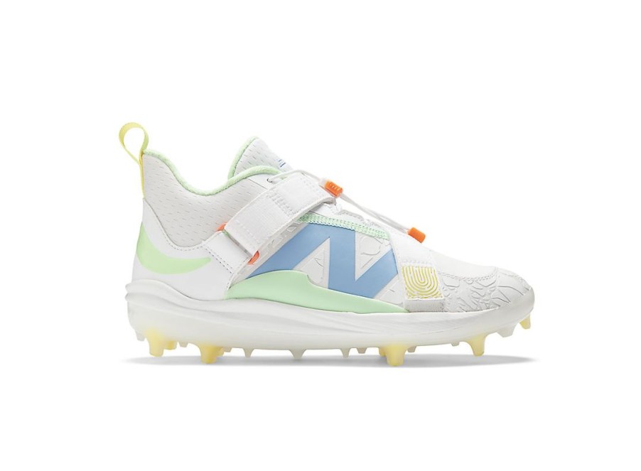 Men New Balance Baseball | Fuelcell Lindor 2 Comp Optic White With Neon Dragonfly And Electric Jade