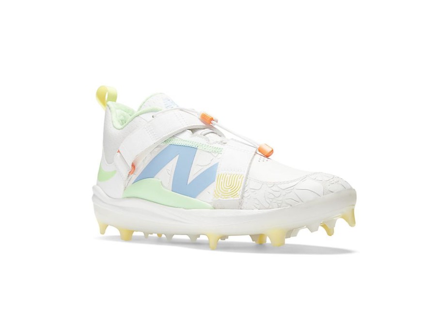 Men New Balance Baseball | Fuelcell Lindor 2 Comp Optic White With Neon Dragonfly And Electric Jade