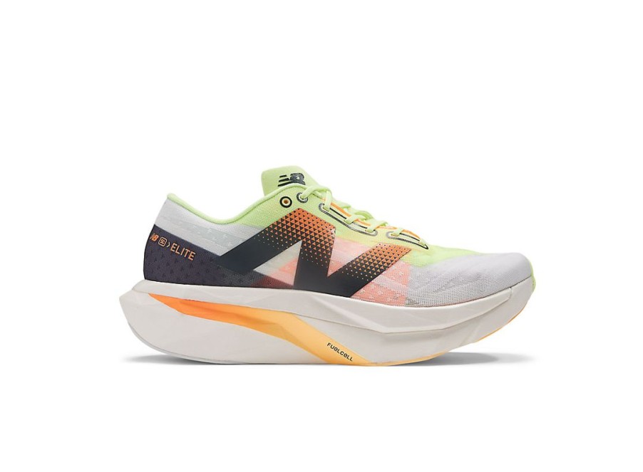 Men New Balance Running | Fuelcell Supercomp Elite V4 White With Bleached Lime Glo And Hot Mango