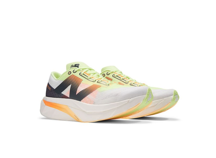 Men New Balance Running | Fuelcell Supercomp Elite V4 White With Bleached Lime Glo And Hot Mango