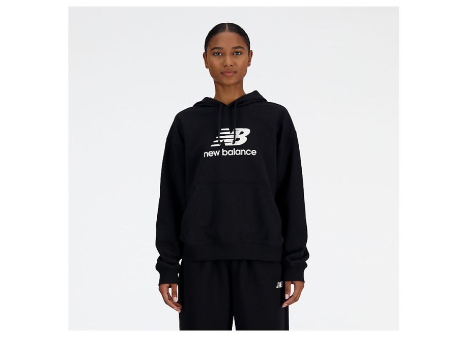 Women New Balance Hoodies & Sweatshirts | Sport Essentials French Terry Logo Hoodie Black