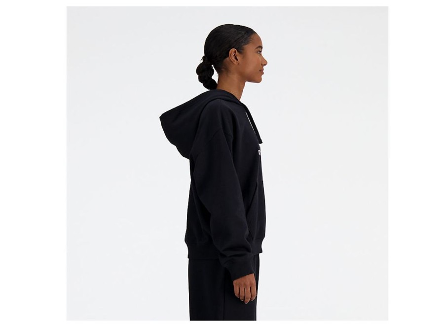 Women New Balance Hoodies & Sweatshirts | Sport Essentials French Terry Logo Hoodie Black