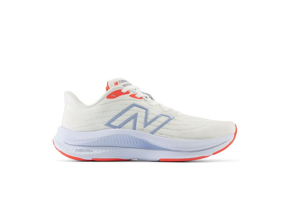 Women New Balance Walking | Fuelcell Walker Elite White With Neon Dragonfly And Light Arctic Grey