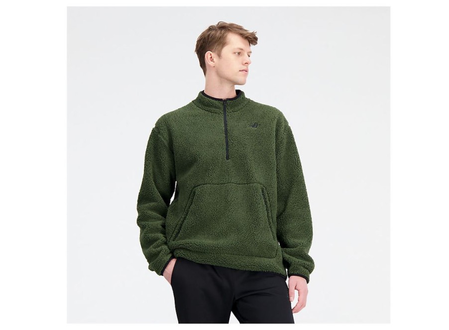 Men New Balance Hoodies & Sweatshirts | R.W. Tech Sherpa Pullover Kombu