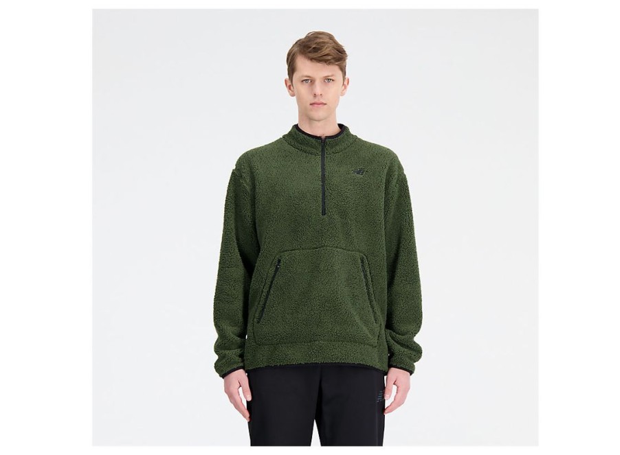 Men New Balance Hoodies & Sweatshirts | R.W. Tech Sherpa Pullover Kombu