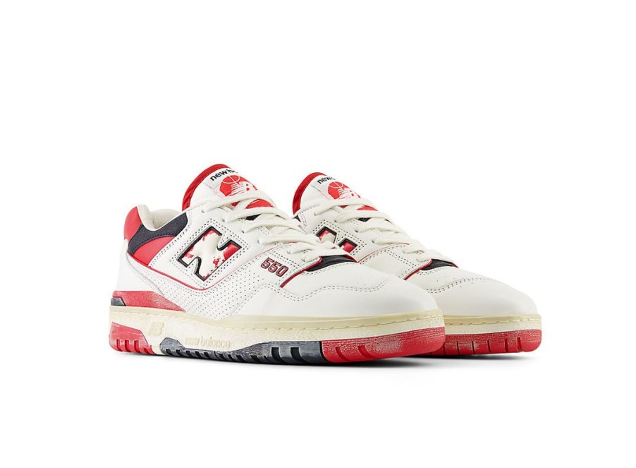 Men New Balance Lifestyle | 550 Sea Salt With Team Red And Black