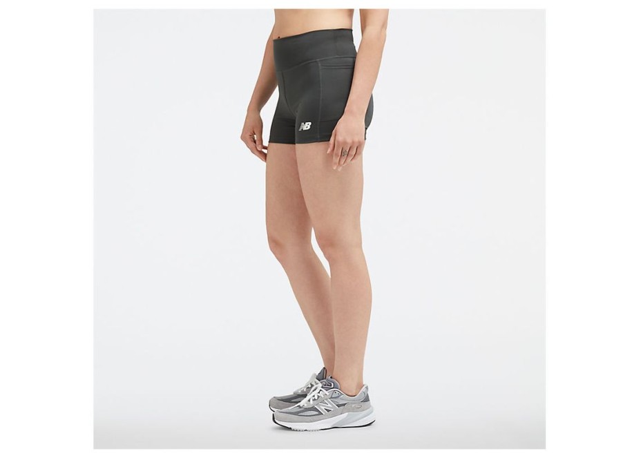 Women New Balance Shorts | Linear Heritage Fitted Short Blacktop