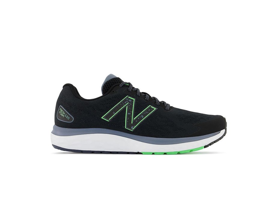 Men New Balance Running | Fresh Foam 680V7 Black With Vibrant Spring