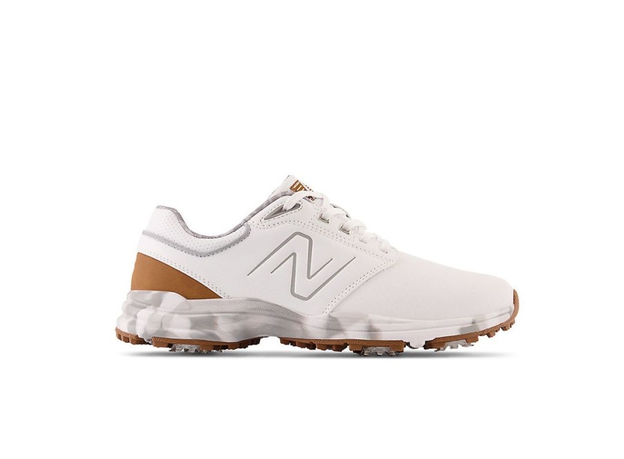 Men New Balance Golf | Brighton Golf Shoes White With Brown