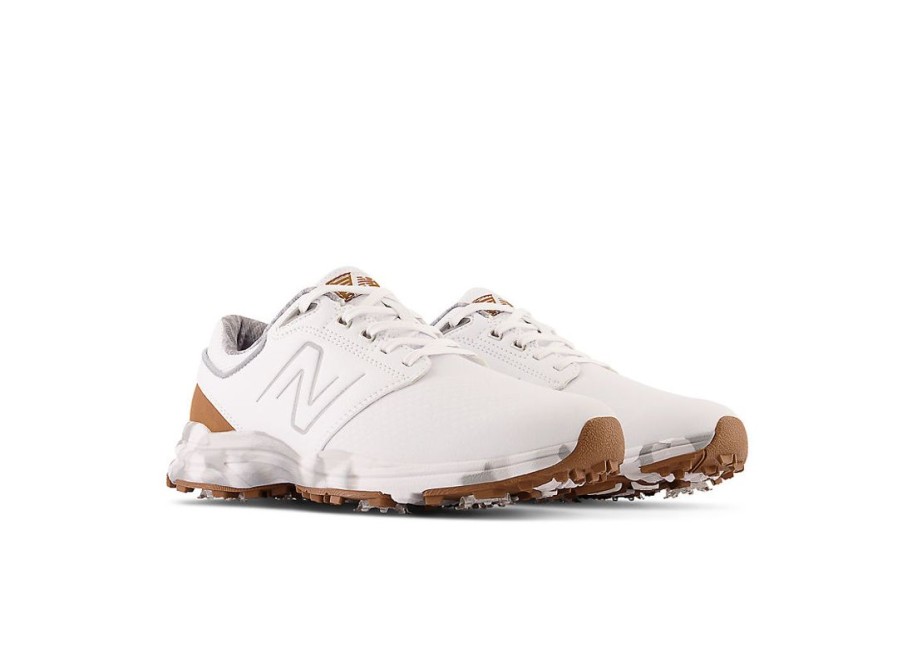 Men New Balance Golf | Brighton Golf Shoes White With Brown