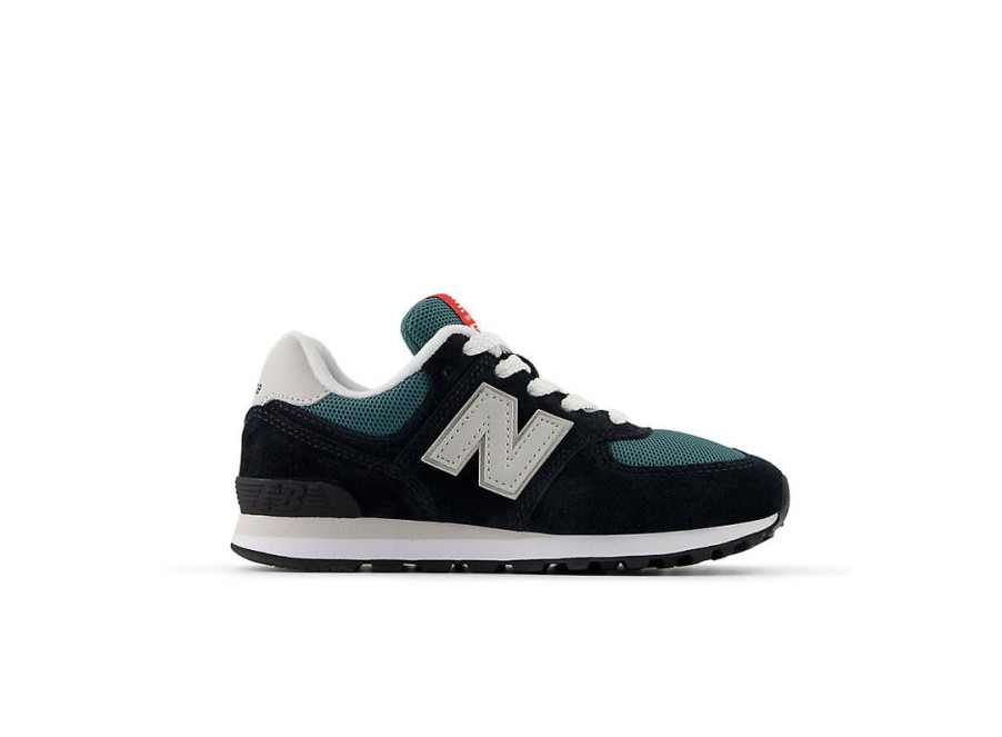 Kid New Balance Little Kids | 574 Black With New Spruce