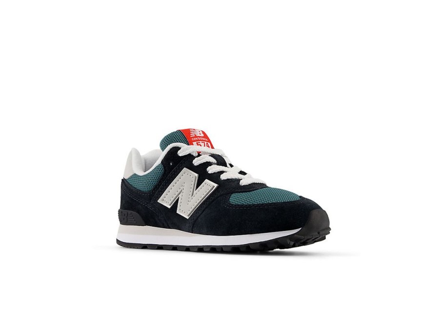 Kid New Balance Little Kids | 574 Black With New Spruce