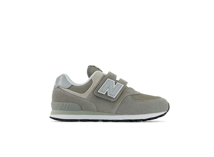 Kid New Balance Little Kids | 574 Core Hook & Loop Grey With White