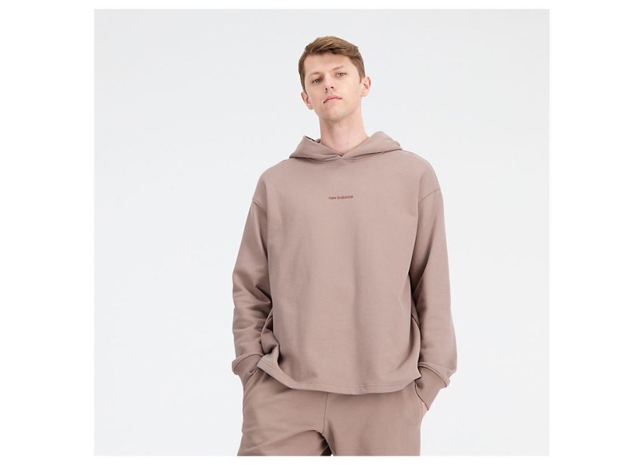 Men New Balance Hoodies & Sweatshirts | Athletics Linear Fleece Top Mushroom