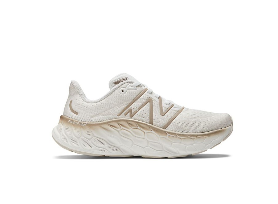 Women New Balance Running | Fresh Foam X More V4 White With Gold Metallic And Moonbeam