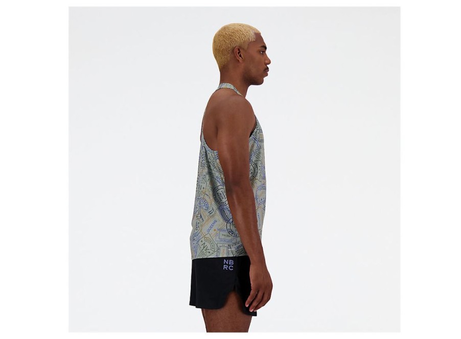 Men New Balance Shirts | Run For Life Printed Singlet Multi Colors