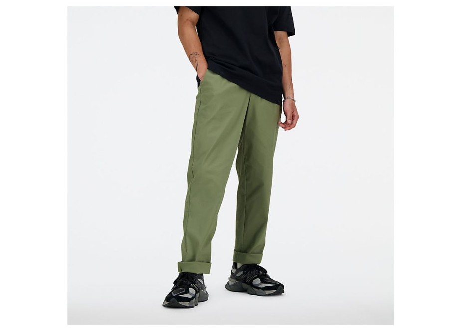 Men New Balance Pants | Twill Straight Pant 32 Dark Olivine