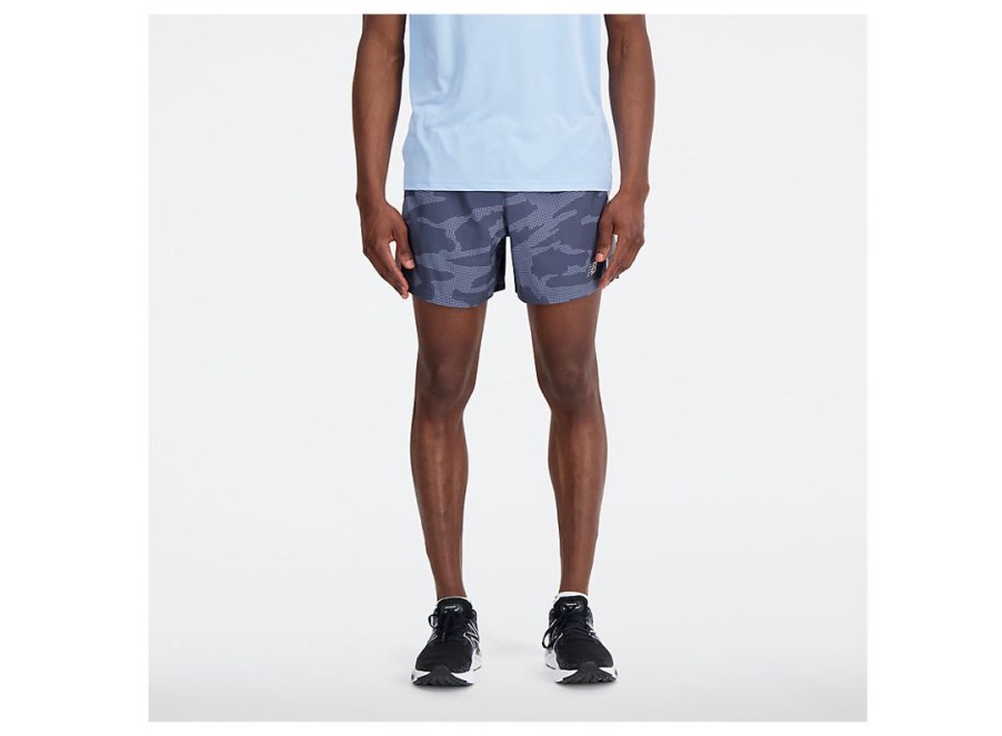 Men New Balance Shorts | Printed Accelerate 5 Inch Short Grey