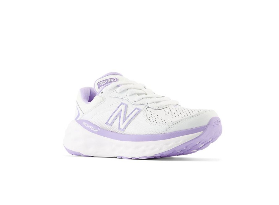 Women New Balance Walking | Fresh Foam X 840F White With Lilac Glo