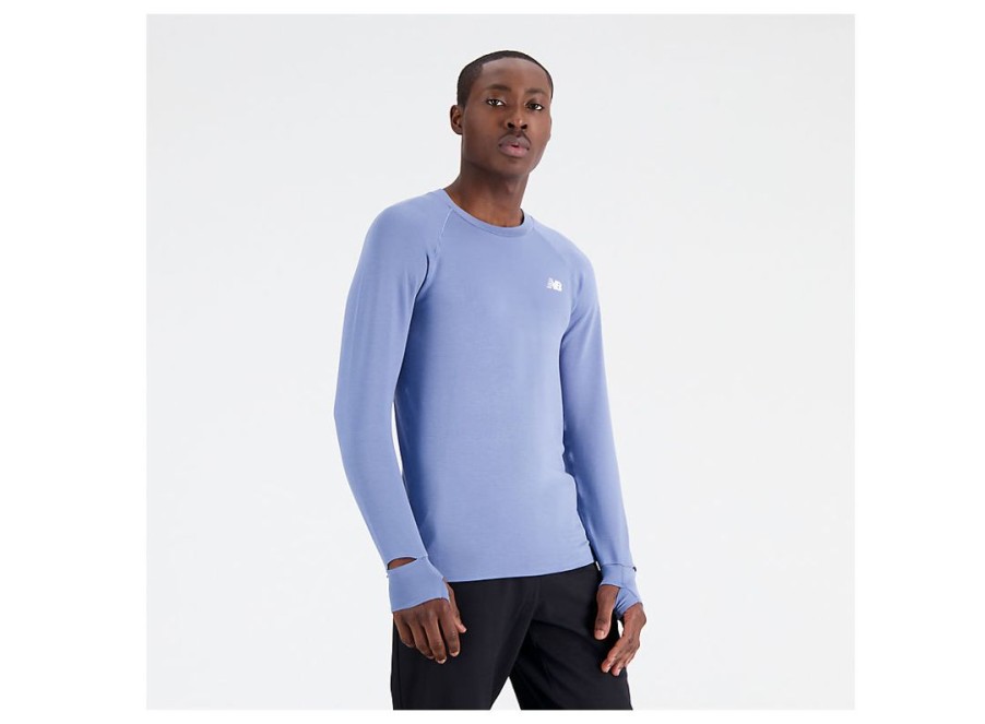 Men New Balance Shirts | Q Speed 1Ntro Long Sleeve Mercury Blue