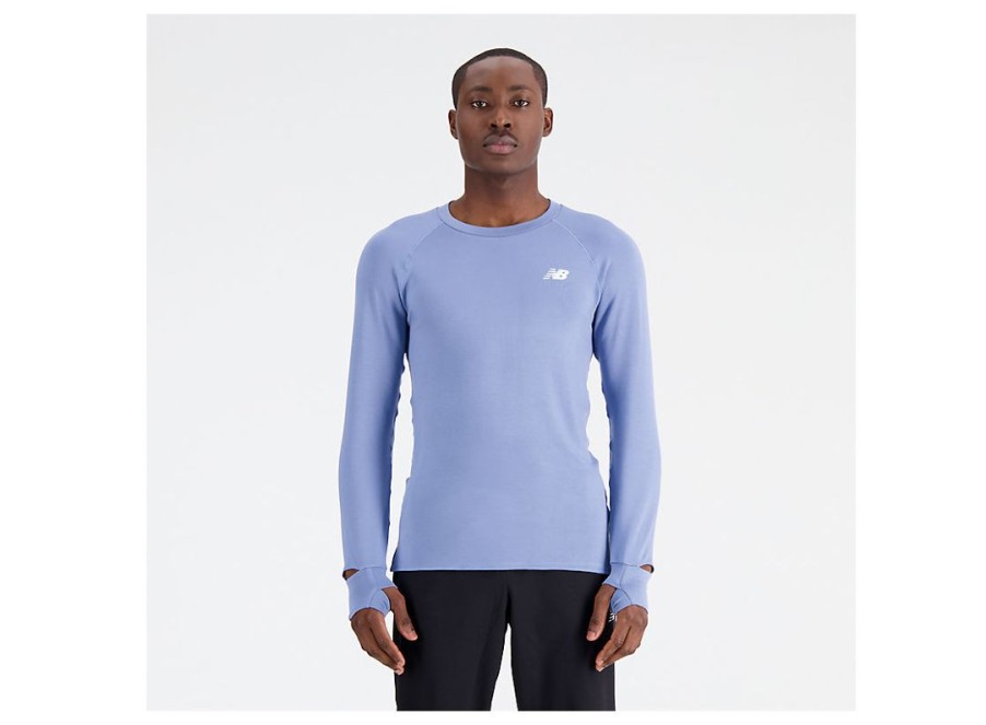 Men New Balance Shirts | Q Speed 1Ntro Long Sleeve Mercury Blue