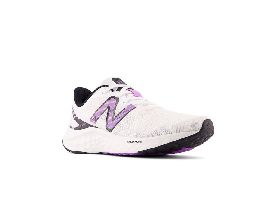 Women New Balance Running | Fresh Foam Arishi V4 White With Black And Purple Fade