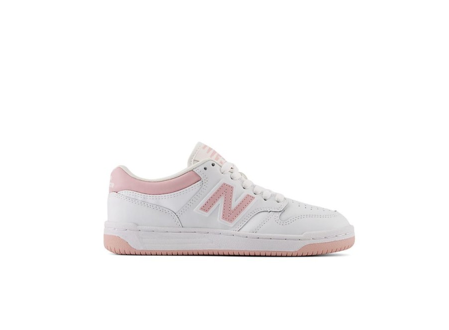 Kid New Balance Big Kids | 480 White With Orb Pink