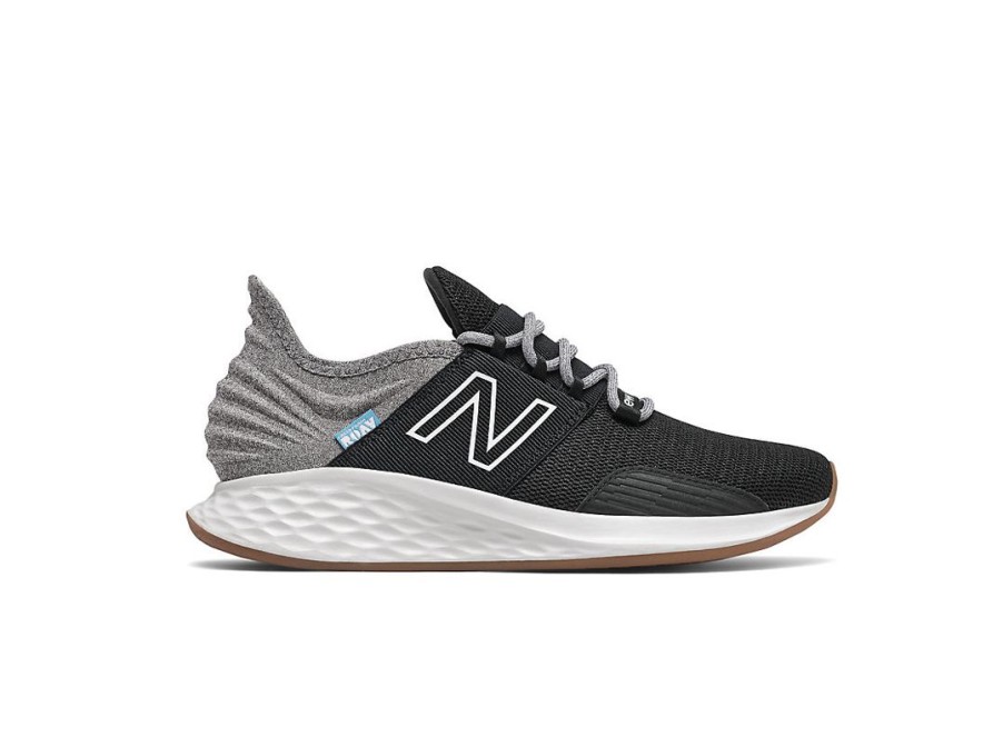 Women New Balance Running | Fresh Foam Roav Tee Shirt Black With Light Aluminum