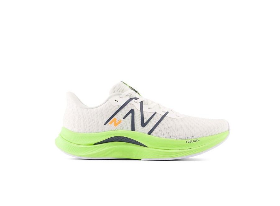 Men New Balance Running | Fuelcell Propel V4 White With Bleached Lime Glo And Graphite