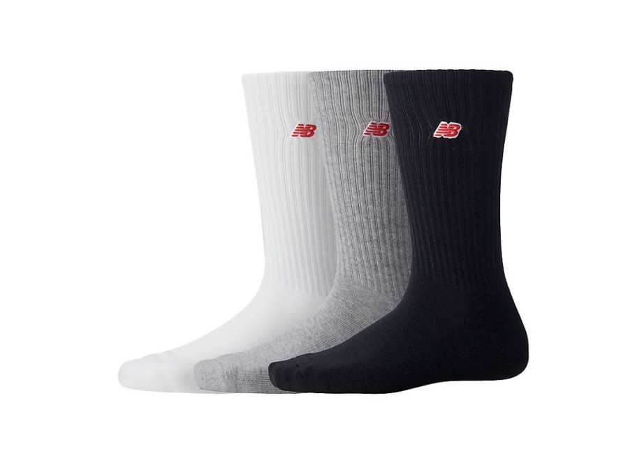 Men New Balance Socks | Nb Patch Logo Crew 3 Pairs White Multi